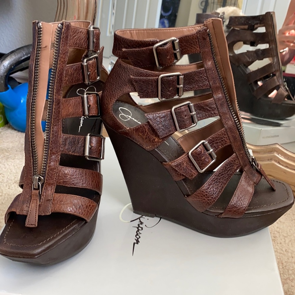 Jessica Simpson gladiator wedges